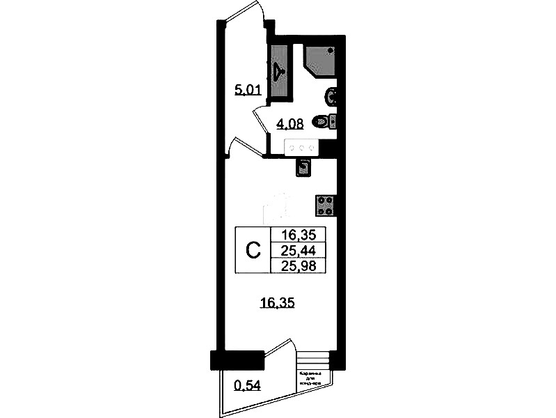 Квартира студия 25.98 м², 10/11 эт., ЖК «VEREN NORT Сертолово»